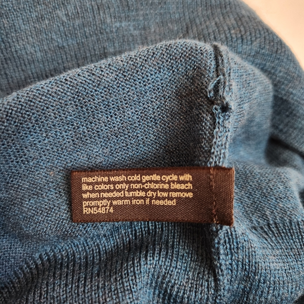The Limited gathered scoop neck sweater teal green merino wool blend M - Picture 7 of 11